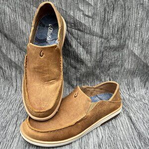 OluKai Kalia 10453-3434 men's slip on loafers Tan US Size 9.5